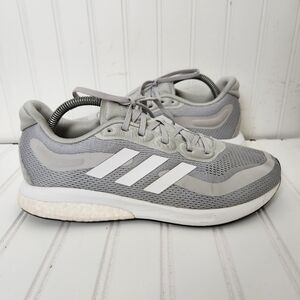 Adidas Womens Size 9.5 Primegreen Silver Gray Lace Up Athletic Running Sneakers